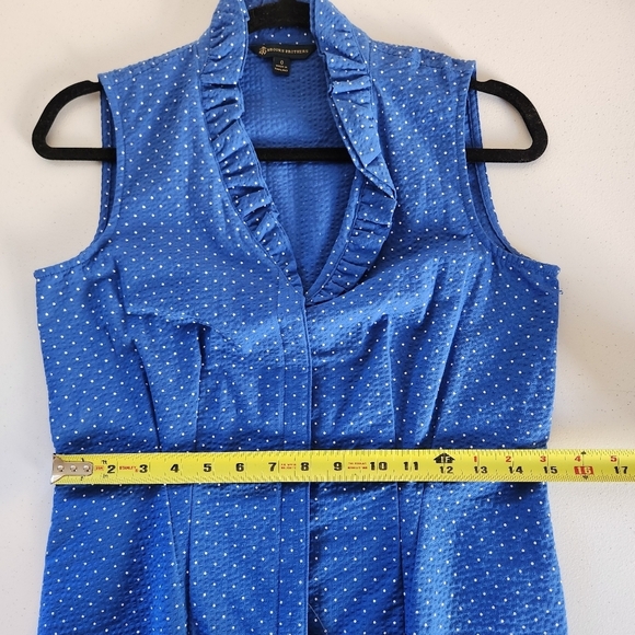 Brooks Bros Brothers Blue Polka Dot Ruffle Sleeveless Shirt Top New NWT Size 0 - Picture 10 of 12